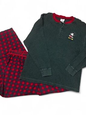 Disney Adults Green & Red Mickey Pajama Set